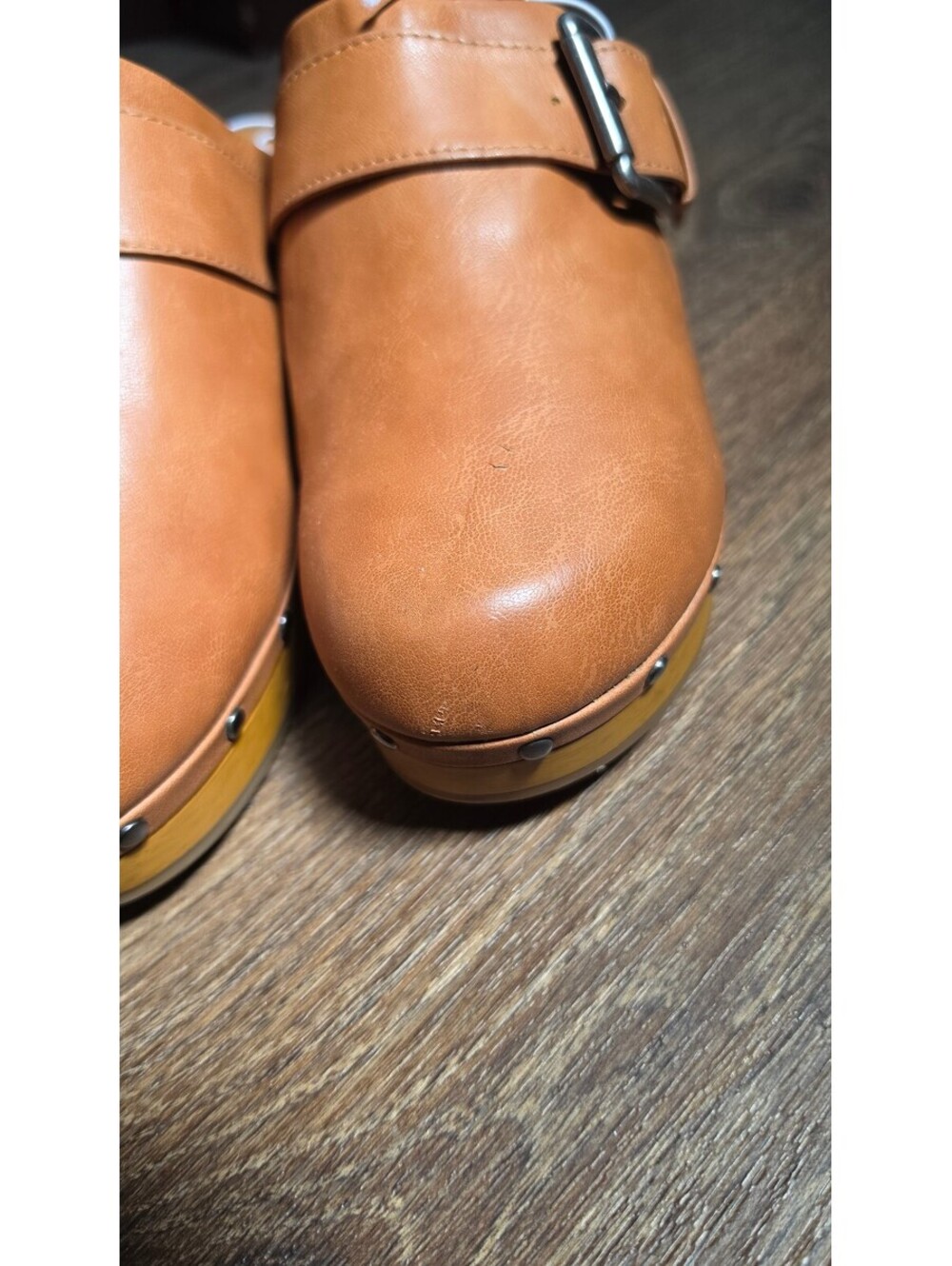 NWT Universal Thread Brown Faux Leather Clog Mules Buckle Detail Size 8, #120 - Picture 5 of 8
